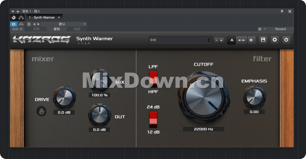 【饱和】Kazrog Synth Warmer v1.2.2 温暖效果器 - 混音中国-混音中国