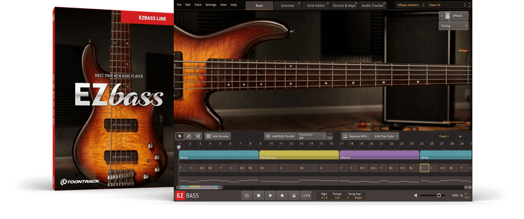【贝斯】Toontrack EZbass v1.2.0CE WIN&MAC（完整音色库+MIDI） - 混音中国-混音中国