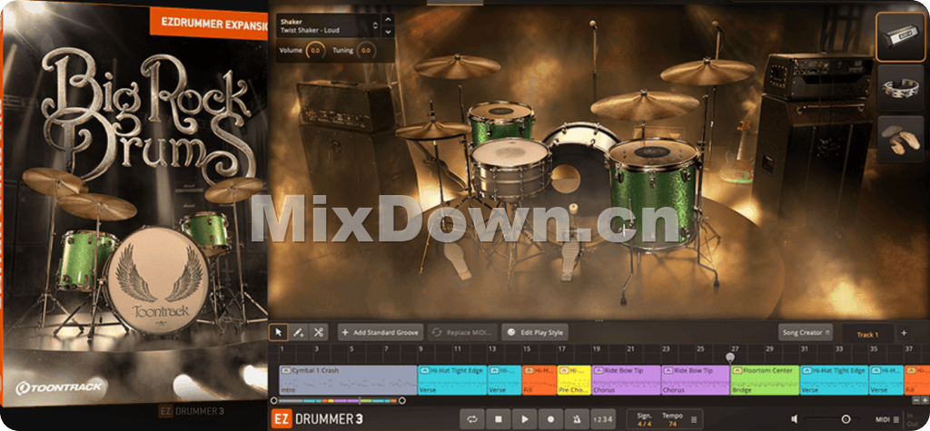 【EZDrummer3扩展库】Toontrack Big Rock Drums EZX v1.0.2 - 混音中国-混音中国